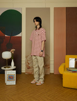 Brown Leather Academic Cap C Patch Pink Stripe Polo Short Sleeve Tee [Unisex]