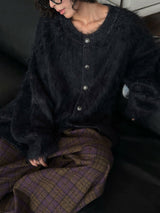 Pleddy Angora Shaggy Cardigan (3color)