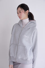 Raglan 2way Hood Zip-up (MELANGE GREY)