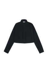 Black stripe crop shirts & tie set