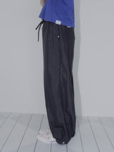 NYLON STUD PINTUCK PANTS (DARK GREY)