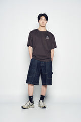 25SS ZIPPER DETAIL DENIM SHORT PANTS DARK BLUE