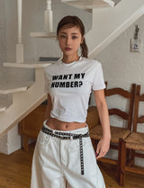 ナンバーレタリングクロップTシャツ