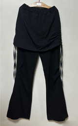 CRINKLE BOW PLEATED TWO-LAYER COTTON BOOTCUT TRAINING SKIRT-PANTS LEGGINGS - 2 COLOR