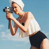 Rose Corsage Frill-top High-waist Bikini