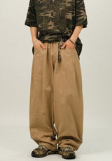BEE Curved Line Pin-tuck Balloon Pants