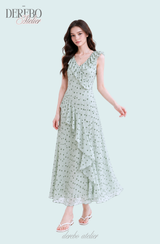 Mint Soufflé Frill Long Dress