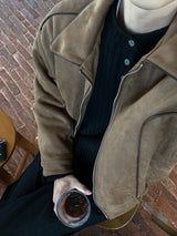 Velvety Suede Padded Jacket (2 Colors)