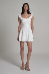 Whipped Frill Lace Dress, White