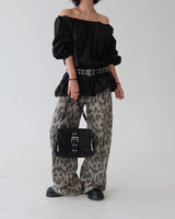 leopard leopard wide long pants