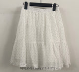 Finpe Polka Dot Elastic Waist Frill Hem Midi Skirt (3 Colors)