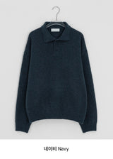 Huble Color Button Wool Collar Over Knit