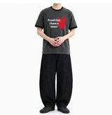 Essential Standard Short Sleeve Ringer T-shirt Red Heart Charcoal