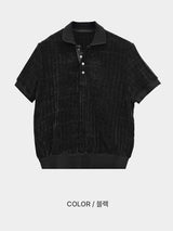 [1+1] LMN Texture Velvet Collar Short-Sleeved Knitwear (3 colors)