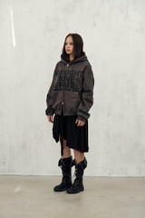 eagle hood zip up (dark grey)