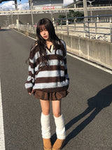 ポルキストライプカラーブラッシュオーバーニット