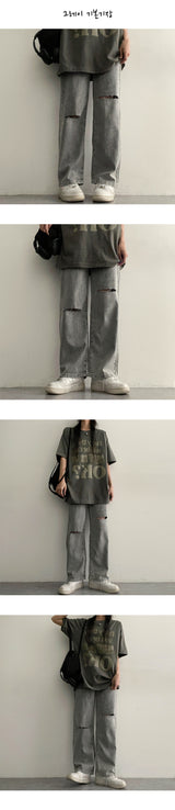 [Basic, Long/S~2XL] [Summer Long Pants!] ウェルニーカッティングウエストベンダブルデニムパンツ
