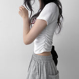 ダブルS サイド シャーリング クロップド ショートスリーブ Tシャツ (5 colors)