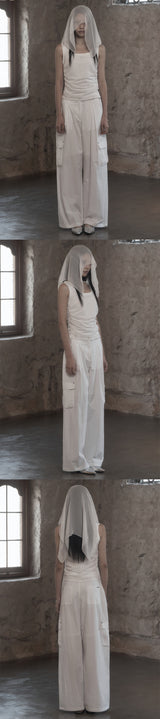 [mnem] Metal Logo Rib Tank (white)