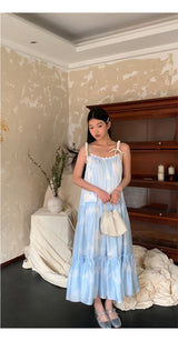 Sky Cloud Cancan Sleeveless Long One Piece