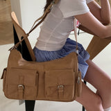 [25FW Mandarinetree only]ティラミスポケットメッセンジャー スエードレザー ビッグショルダークロスバッグ [Beige color only]