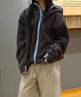 [Unisex] Line fleece hood zip up(3color)