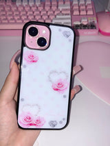Heart hime rose phone case - black glass - standard(non-magsafe)