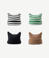 Cat Ear Little Devil Stripe Beanie