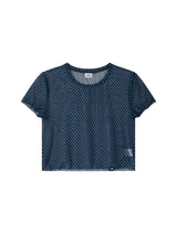MESH CHECK CROP TEE (BLUE)