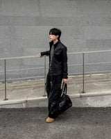 Kale Panel High-Neck Leather Jacket