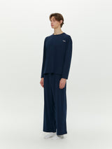 (Unisex) エッセンシャルストレッチフィットロングスリーブパジャマセット　ネイビー