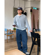 ヘンリーネックレイヤードクロップTシャツ
