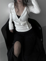 belted wrap V-neck T (2color)