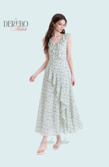 Mint Soufflé Frill Long Dress