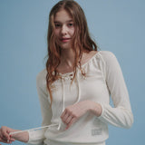 Lace Up Long T-shirt (White)