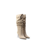 Colorful Bridge丨Handmade Pleated Cowhide Belt Buckle High Boots Designer Women's Long Boots