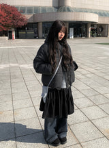 25FW★ [MADE] Odin Check Hood High Neck String Padding