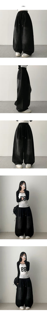 Nell ウエストバンドデニムワイドパンツ