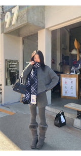 Wool charcoal oversized knit pants two-piece set