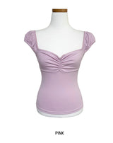 Bell shirring puff sleeveless
