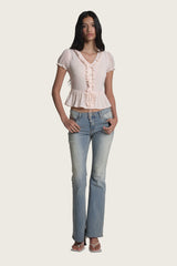 Afternoon Tea Ribbon Frill Top, Pink