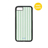 【MADE】パステル ストライプ グリーン アイフォン ケース [Glossy Glass/Magsafe]
