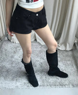 taser low washing cotton shorts