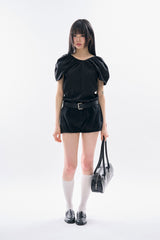 Peahen shirring balloon blouse