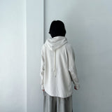 Waffle Knit Double-Zip Button Detail Hooded Jacket