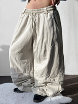 Low Button Pig Light Belted Wide Long Pants 3 Colors 