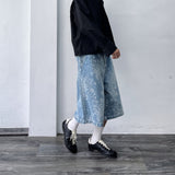 Snowwashed Leopard Wide Denim Culottes