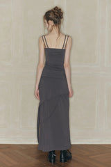 CUT-OUT LONG SKIRT charcoal