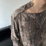 ENOC グランジダイイングショルダースナップ長袖Tシャツ (2 colors)