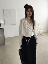 Deep drape scarf blouse